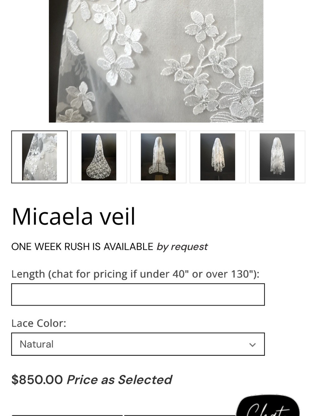 Sara Gabriel Micaela Lace Veil in Natural/Ivory - Picture 2 of 8